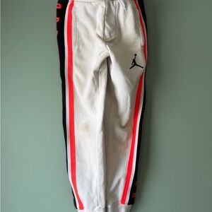 Jordan Kids White Joggers with Black and Red Stripes